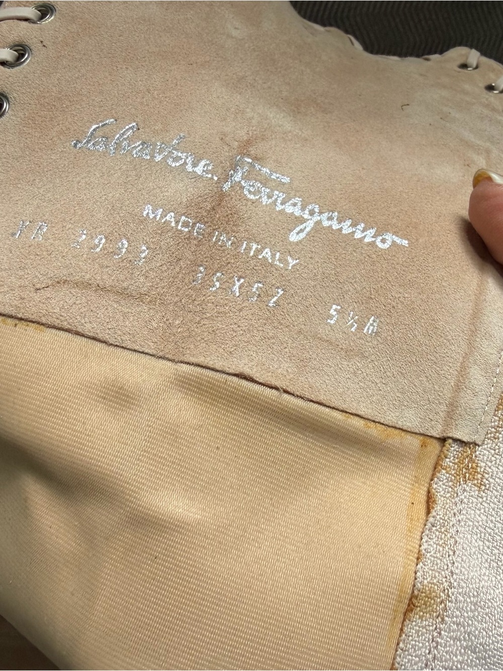 Salvatore Ferragamo  Lace-Up Over-the-Knee High Heel Boots - Nude - Picture 13 of 15
